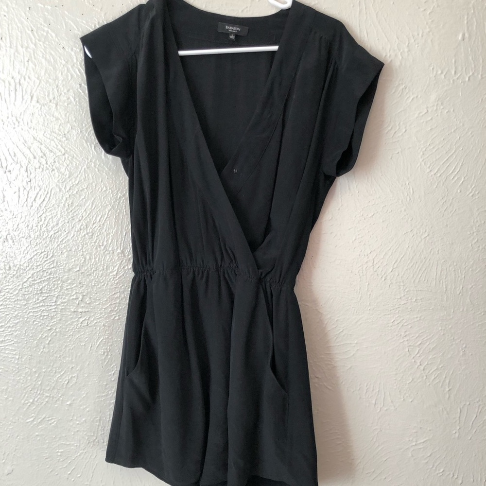 Aritzia 100% silk black romper